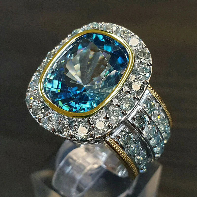 Anello luminoso in vetro blu vintage