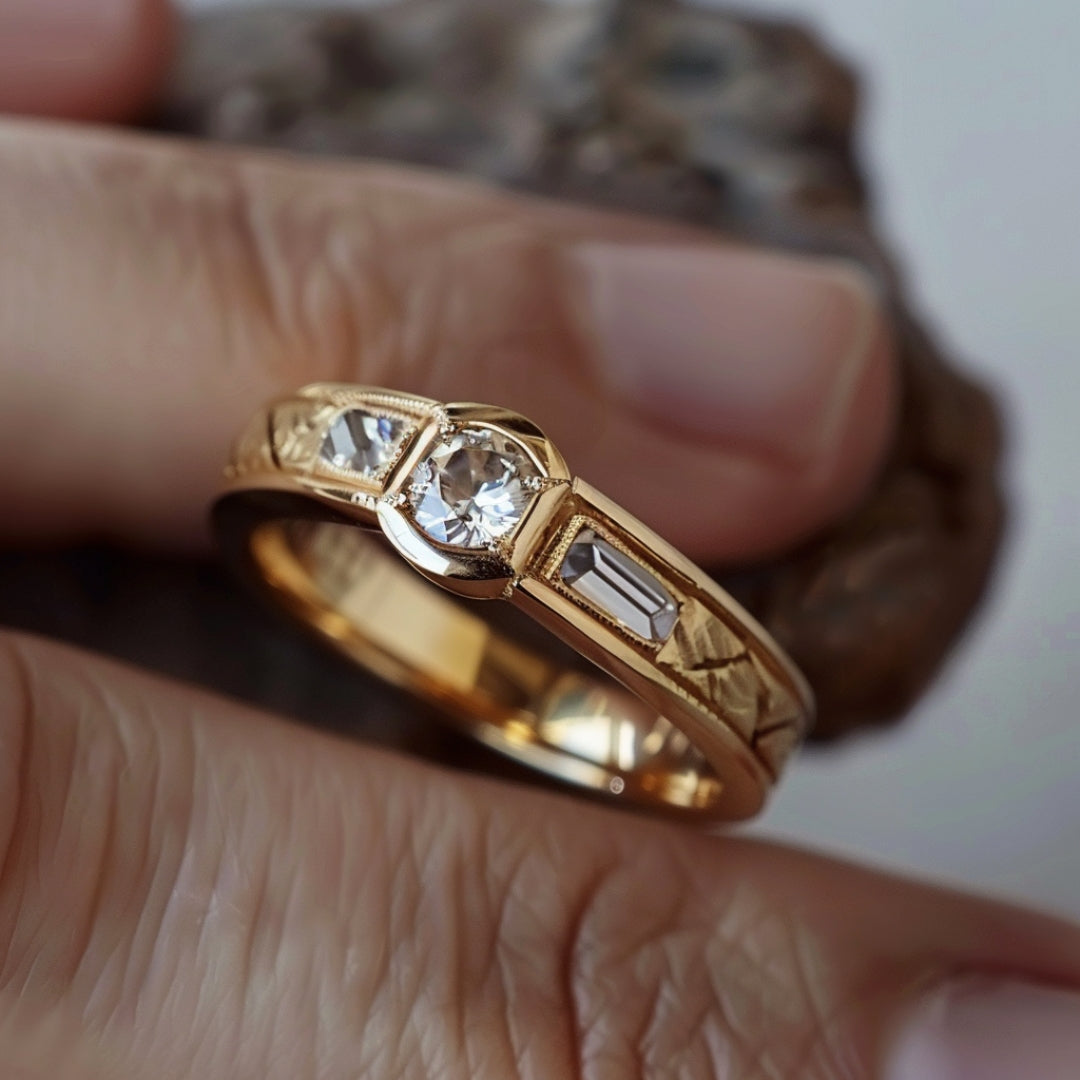 Anello con zirconi dorati