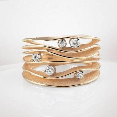 Anello Dune con zirconi d'oro a strati vintage