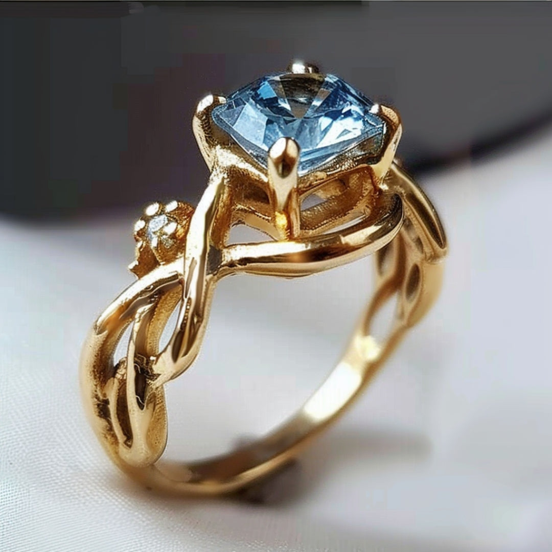 Anello blu dorato