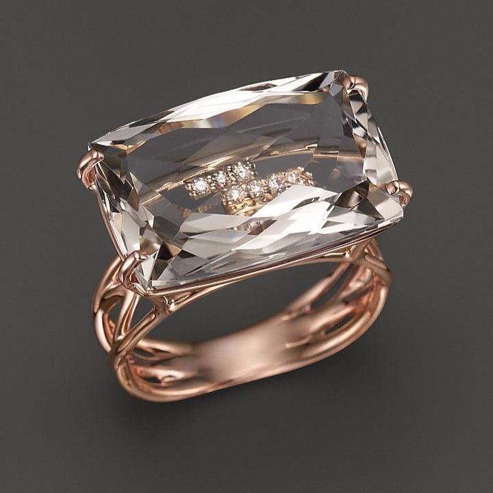 Anello in vetro rosa vintage