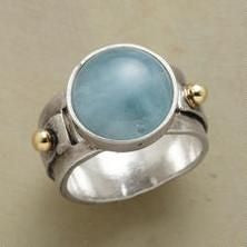 Anello rotondo con pietra intarsiata blu d'epoca