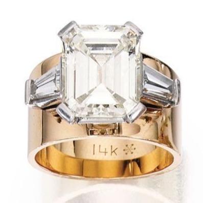 Anello d'oro in vetro cubico vintage