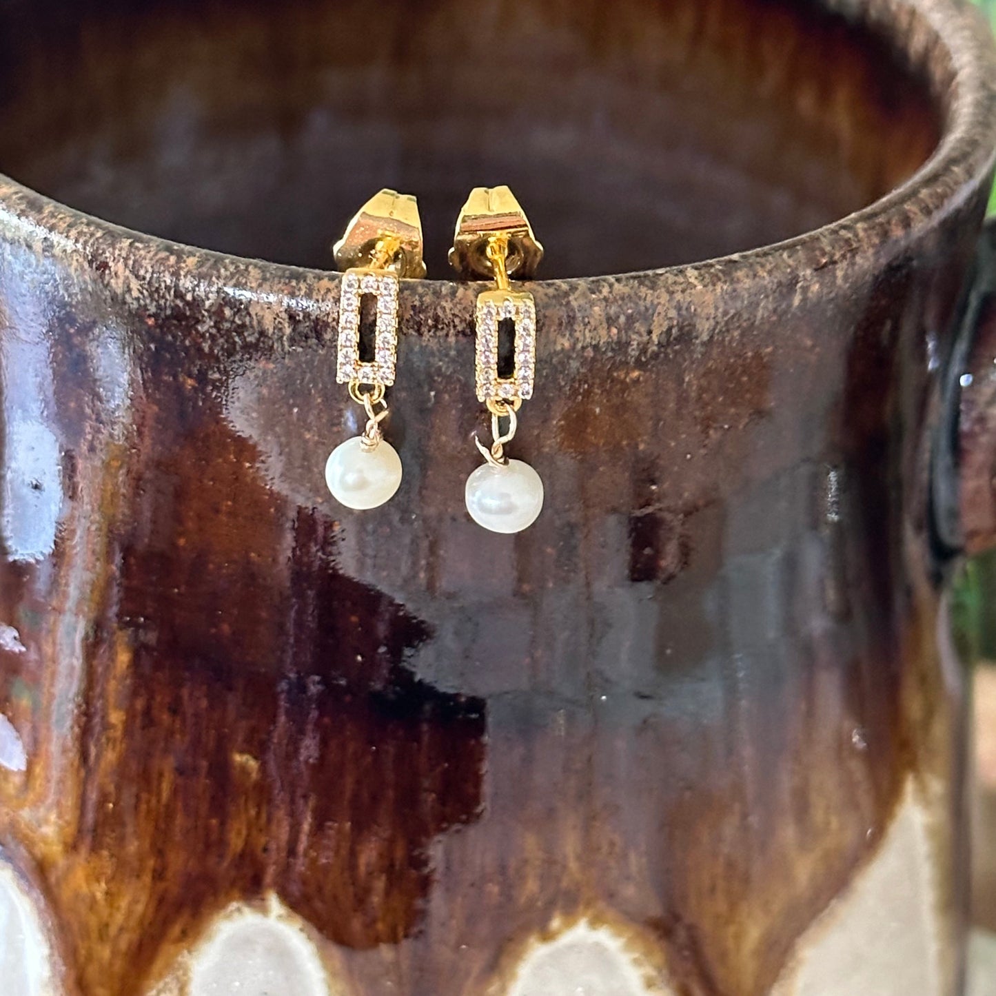 Orecchini di perle rettangolari Jena