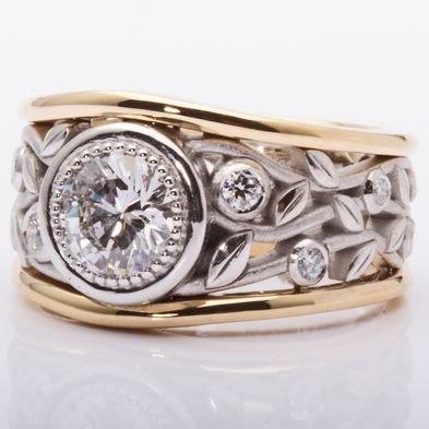 Anello vintage Ivy in argento e oro con zirconi