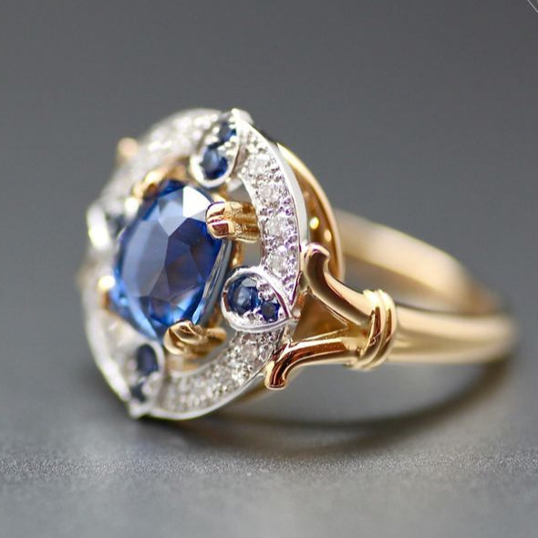 Anello vintage con zirconi blu Starlight