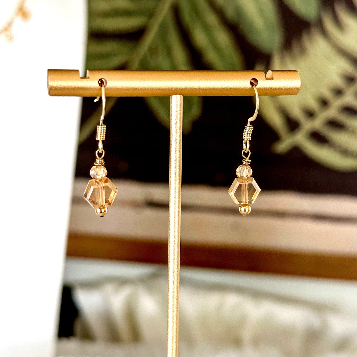 Orecchini di perle di vetro a nido d'ape Pamina