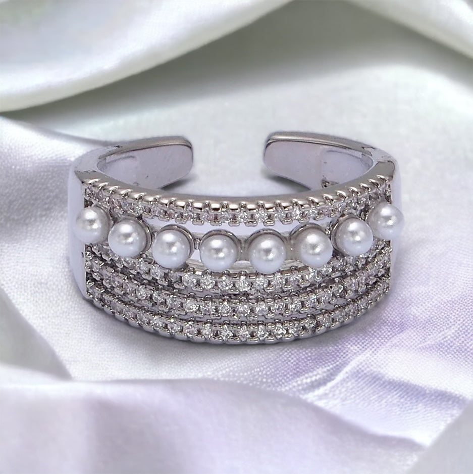 Anello Ghita rivestito di perle - Oro o argento