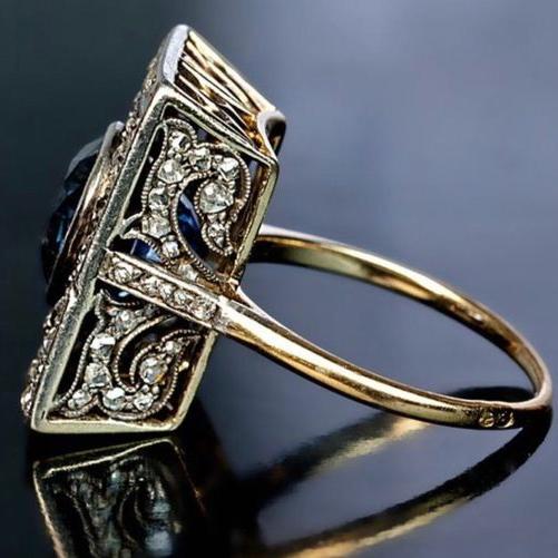 Anello d'oro vintage con taglio brillante