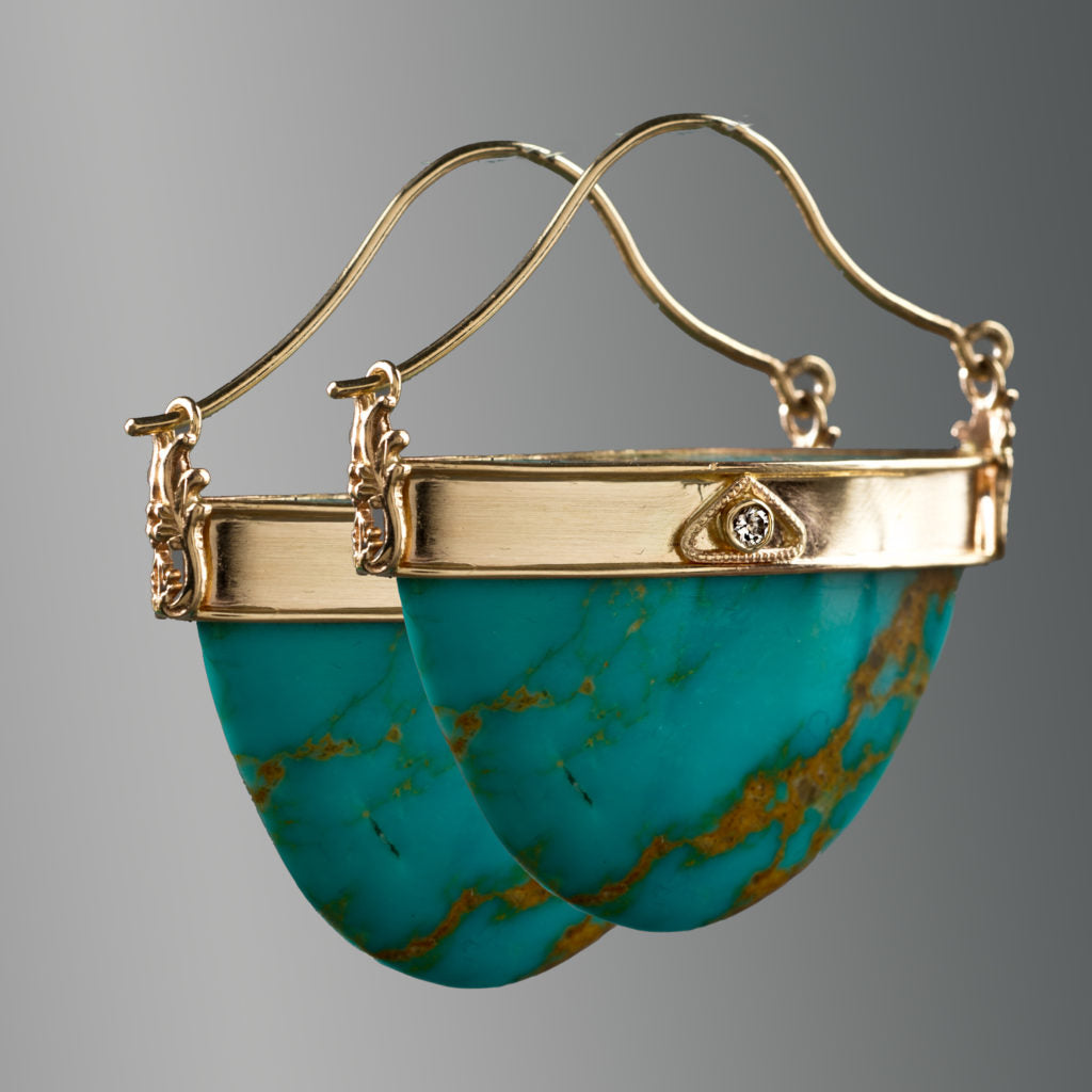 Orecchini d'oro con cresta d'opale d'epoca