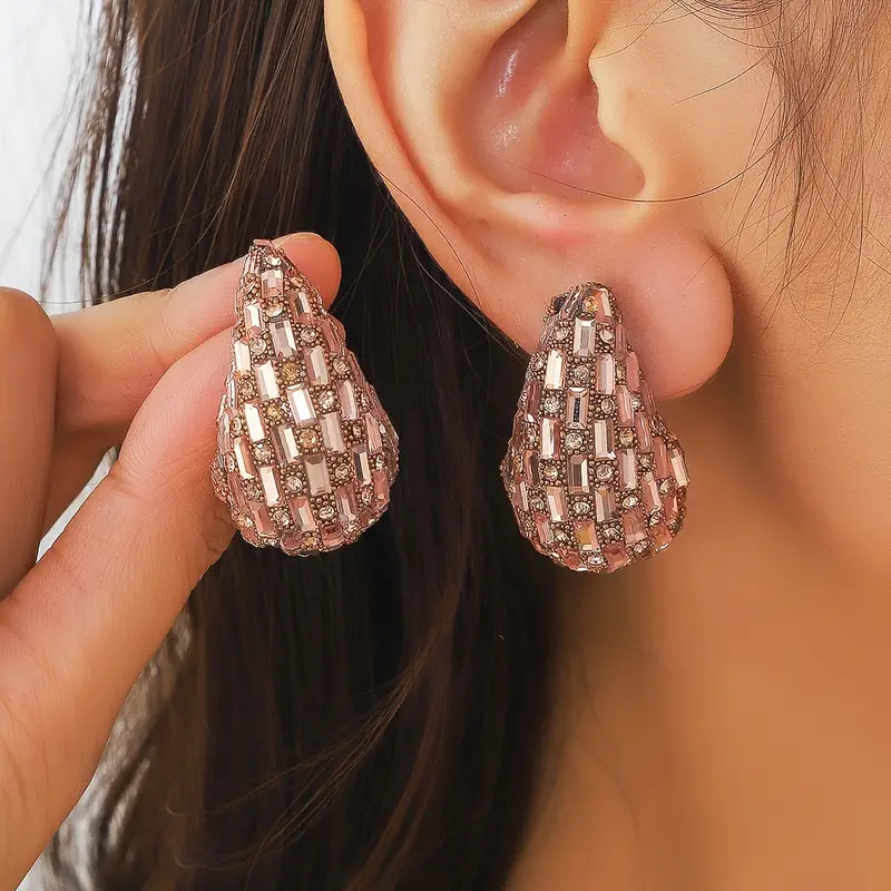 Orecchini vintage con cristalli rosa