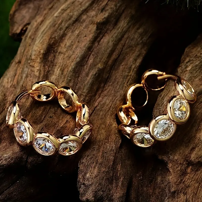 Orecchini a cerchio in vetro vintage intarsiato e arrotondato