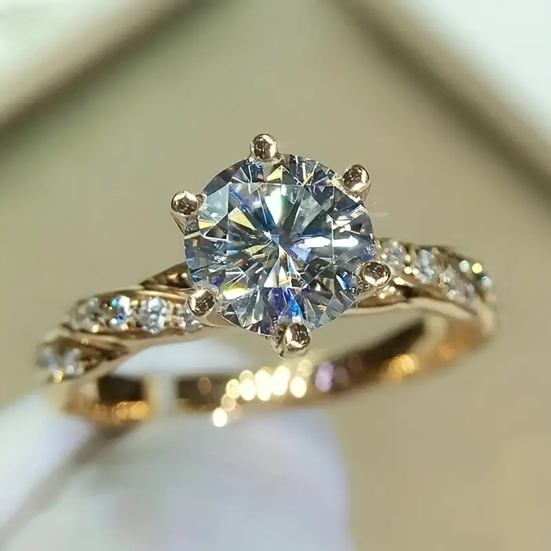 Anello luminoso vintage con intarsio di zirconi