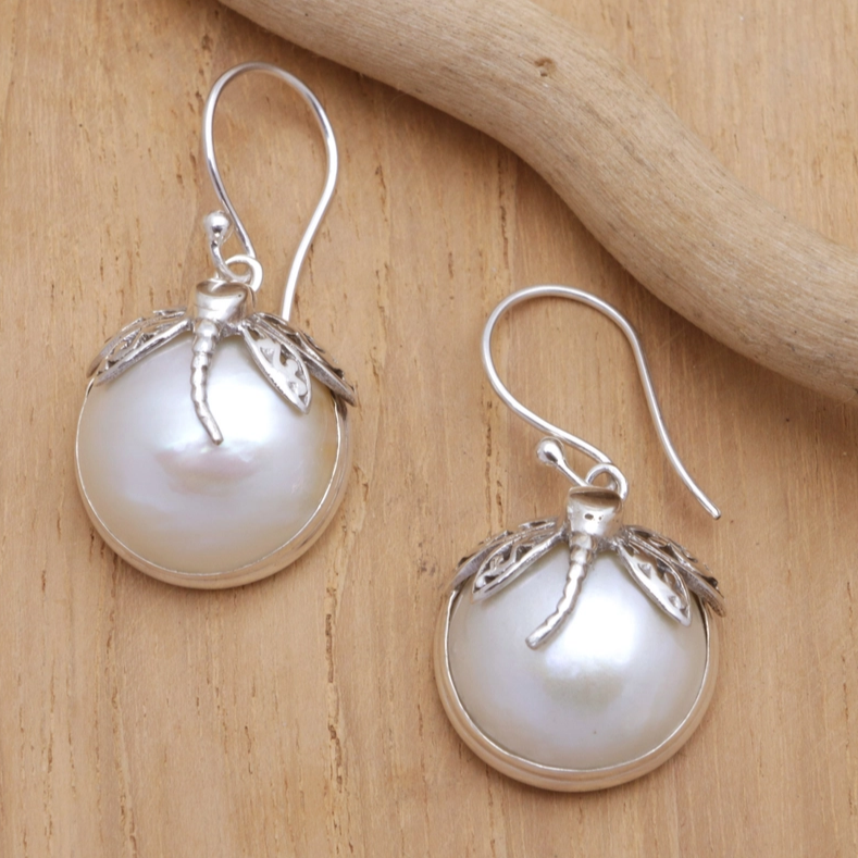 Orecchini di perle Dragonfly vintage