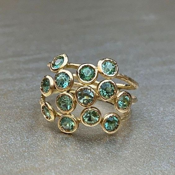 Anello vintage in vetro intarsiato verde
