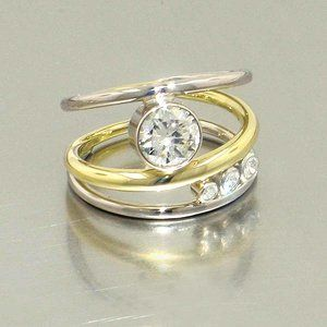 Anello vintage a strati in oro e argento