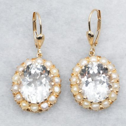 Orecchini vintage con perle tonde in vetro e oro