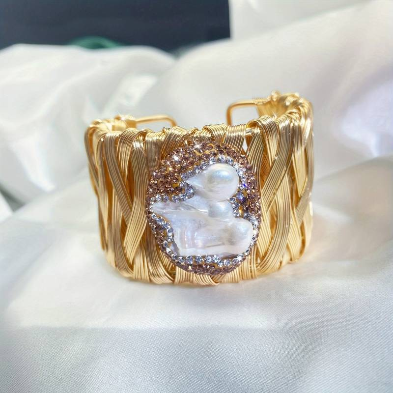 Bracciale vintage in oro e pietre bianche