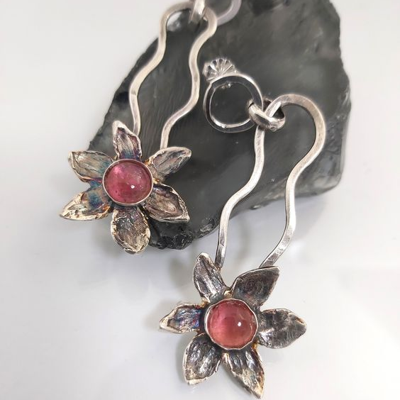 Orecchini d'argento con fiori di cristallo VIntage