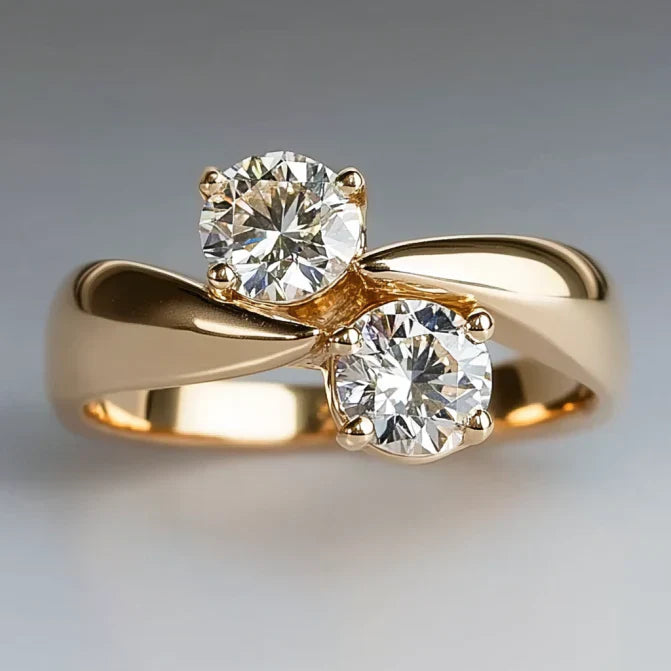 Anello aperto vintage in oro scintillante