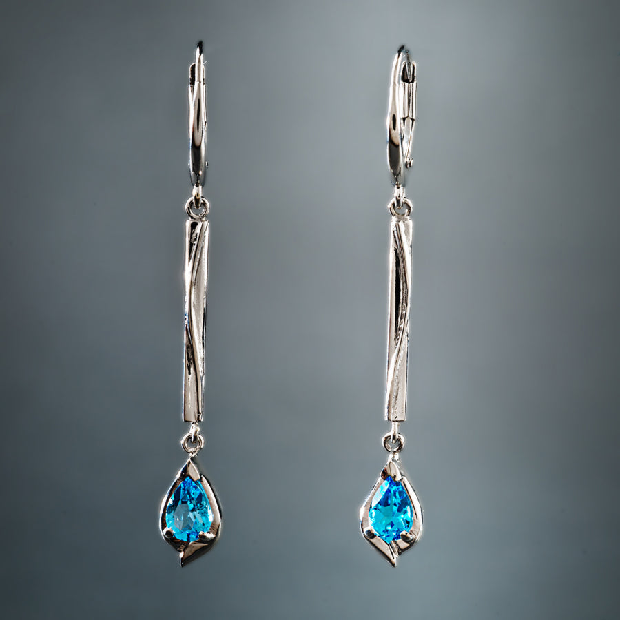 Orecchini d'argento pendenti blu vintage