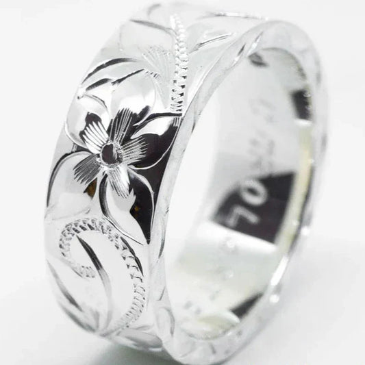 Anello d'argento vintage a forma di fiore