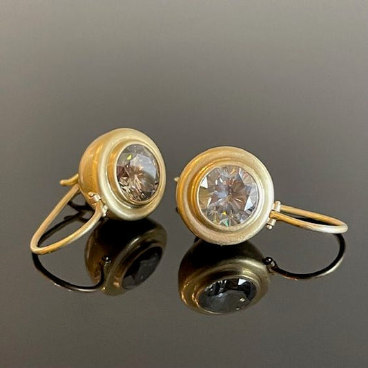 Orecchini d'oro in vetro arrotondato vintage