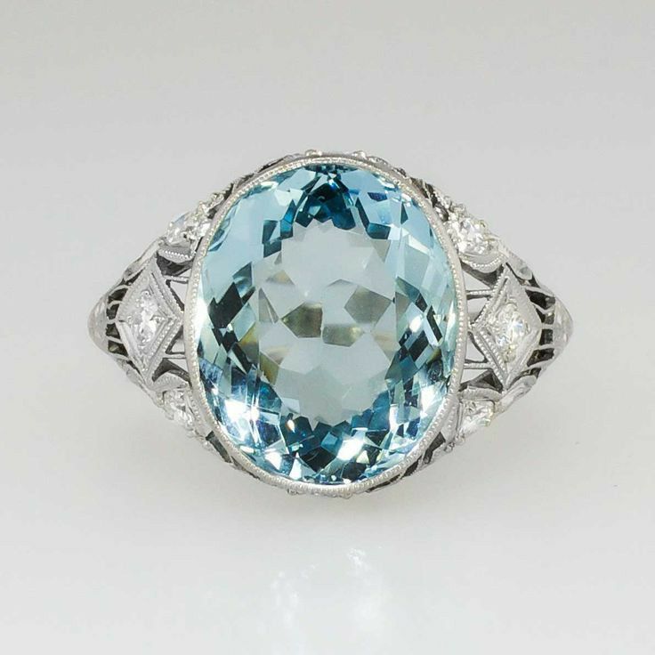 Anello blu in vetro vintage