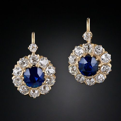 Orecchini tondi blu cristallino vintage