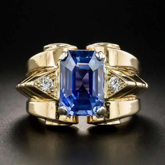 Anello vintage in oro blu con zirconi