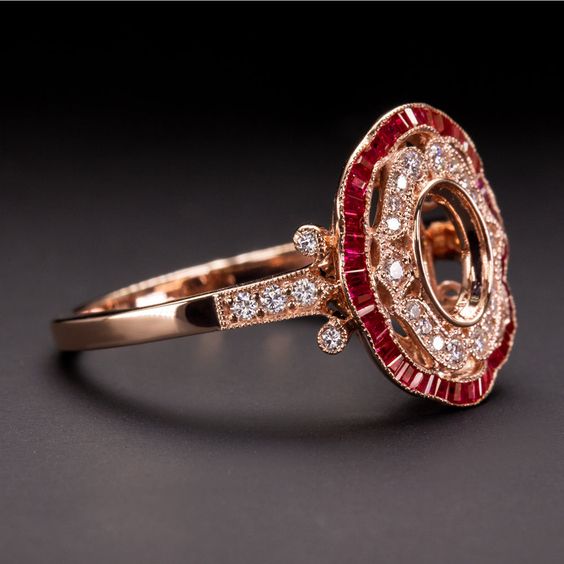 Anello Vintage Red Bright Rose