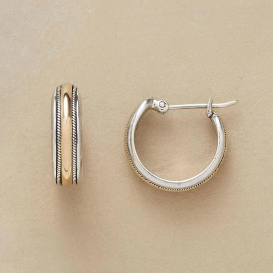 Orecchini a cerchio d'argento linea oro vintage