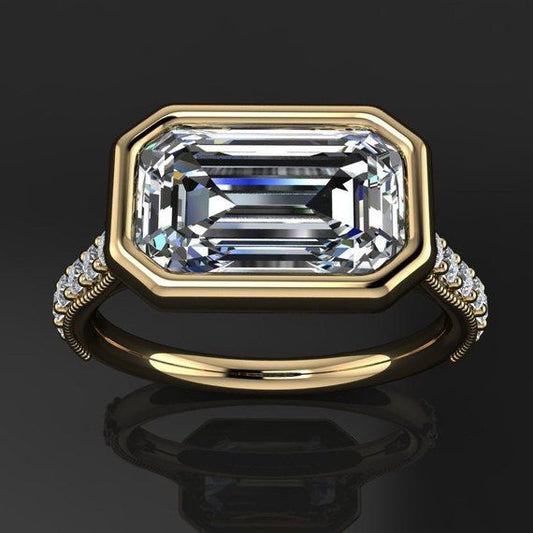 Anello d'oro in vetro rettangolare vintage