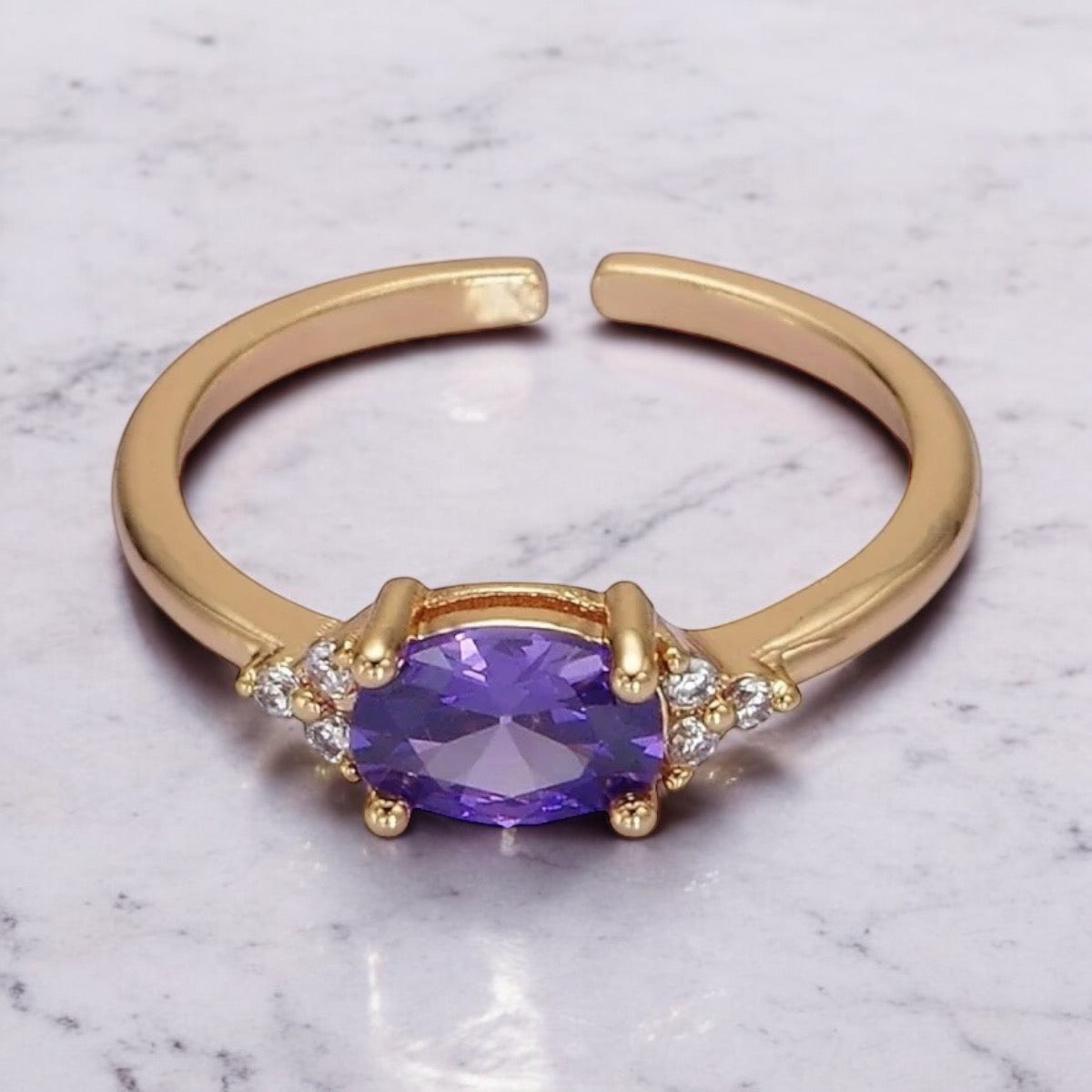 Anello solitario regolabile con pietra di nascita