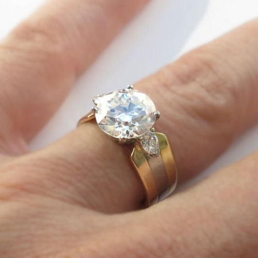 Anello vintage di cristallo placcato oro