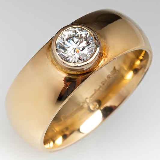 Anello vintage con intarsio di zirconi placcato oro
