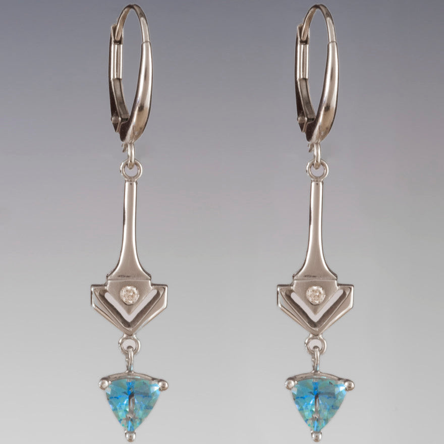 Orecchini a freccia vintage con zirconi blu