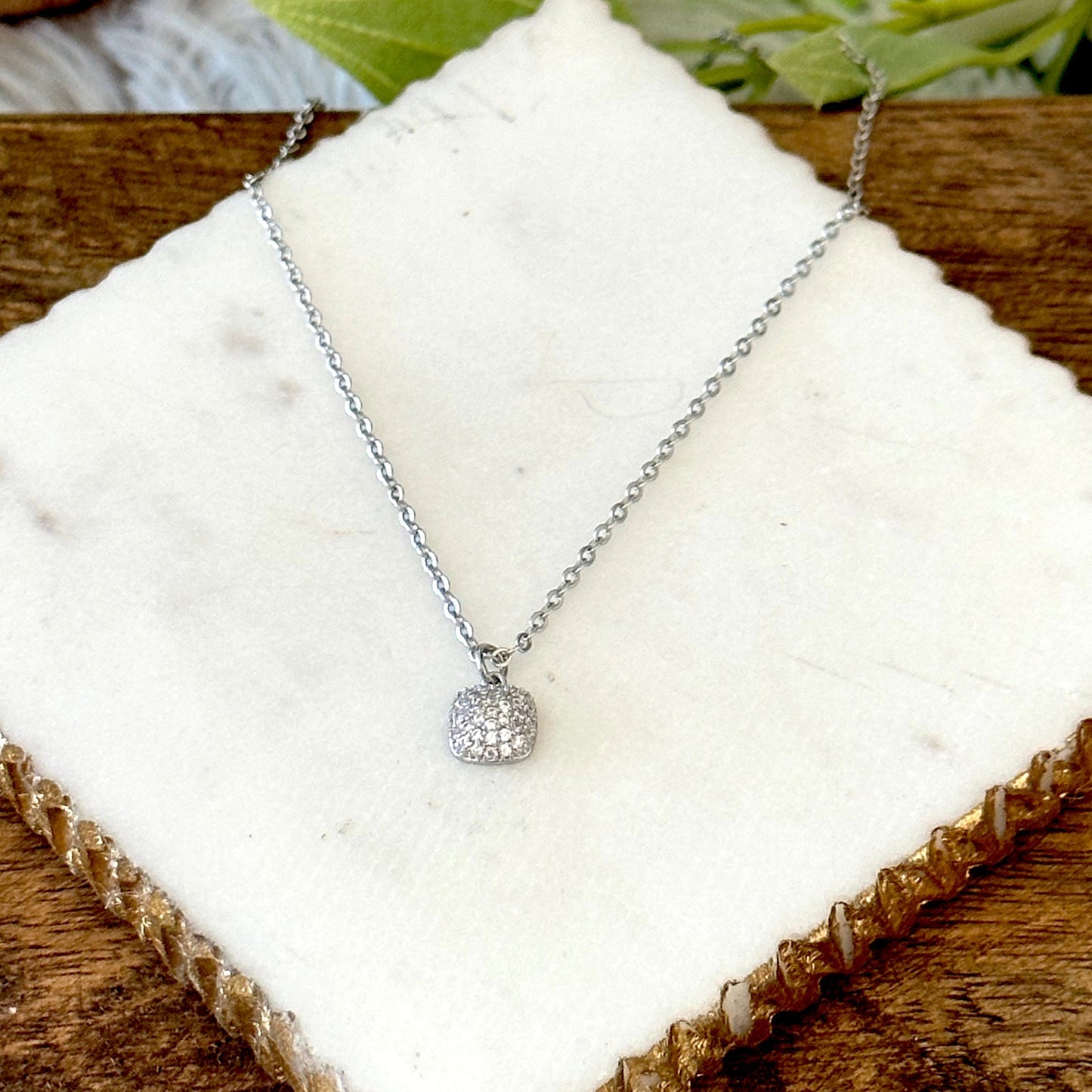 Collana con ciondolo quadrato Tessa CZ