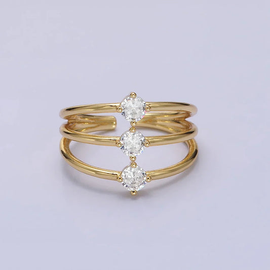Anello Ciara con tripla CZ - Oro o argento