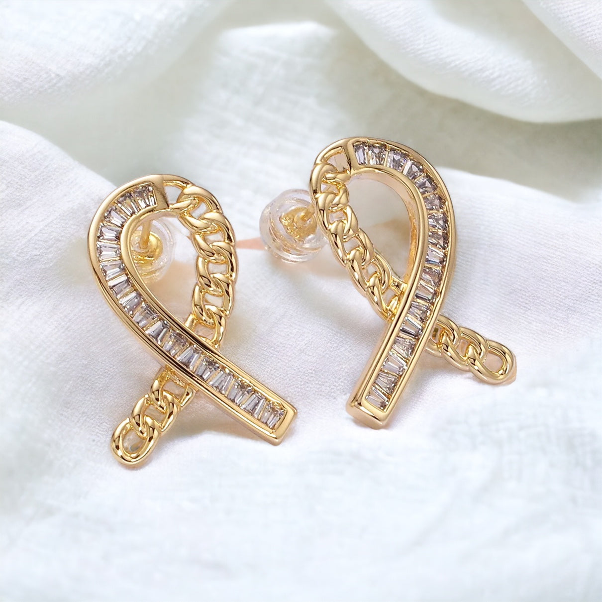 Orecchini a nastro per la consapevolezza del cancro - Oro o argento