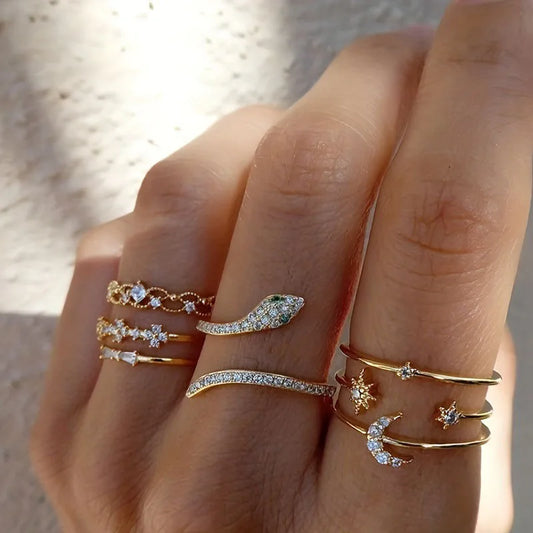Confezione di anelli luminosi d'oro vintage
