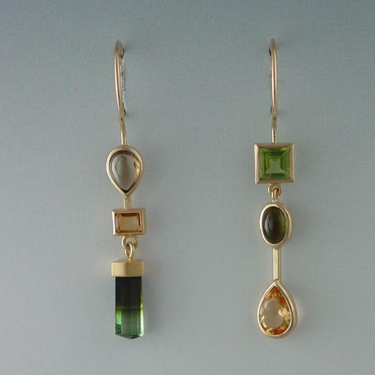 Orecchini vintage pendenti verdi e arancioni