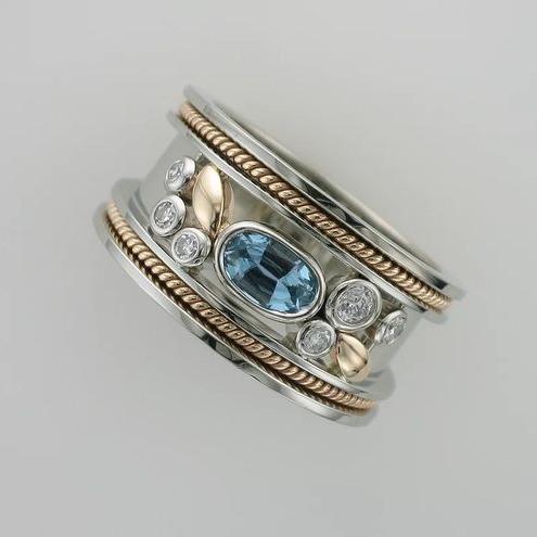 Anello d'argento esotico blu vintage