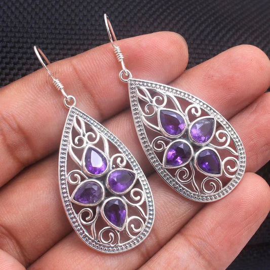 Orecchini Mandala in vetro viola vintage