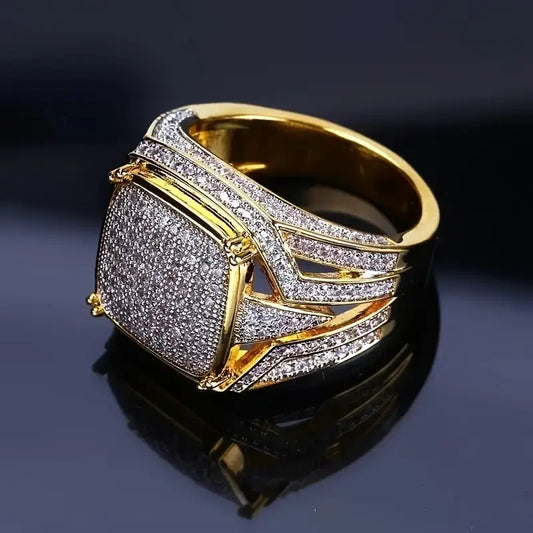 Anello d'oro scintillante vintage a strati