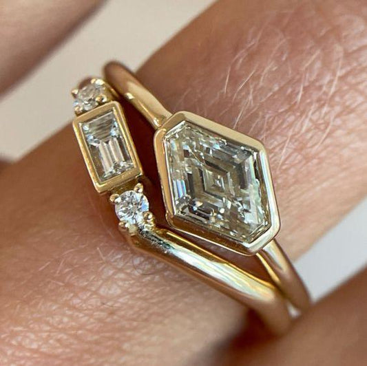 Set di anelli a forma di zircone irregolare vintage