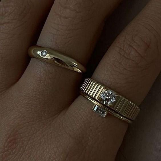 Set di anelli vintage con zirconi placcati oro