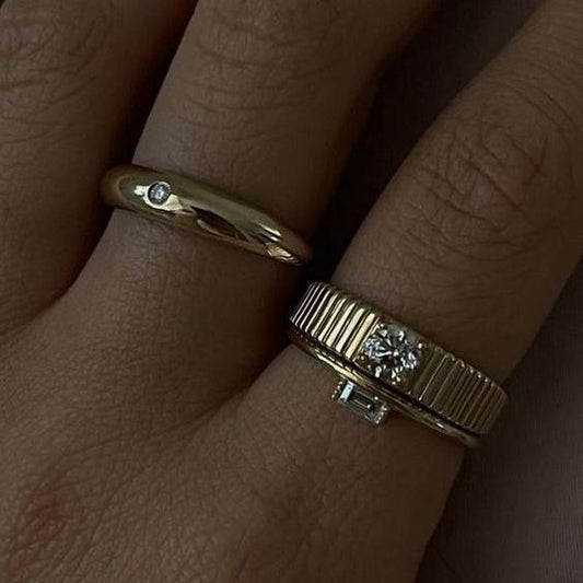 Set di anelli vintage con zirconi placcati oro