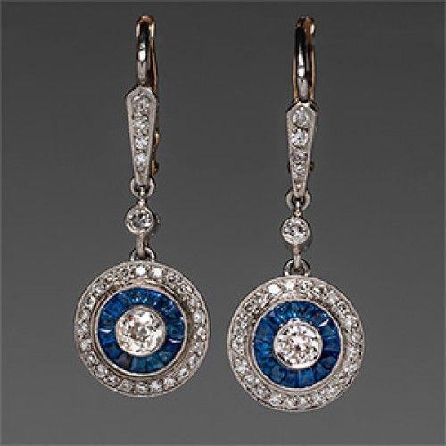 Orecchini pendenti Mandala blu vintage