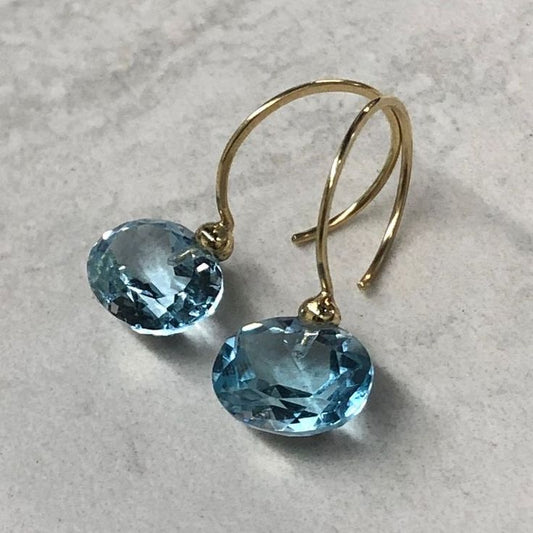 Orecchini vintage in vetro blu arrotondato